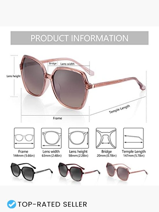 Vintage Oversized Square Sunglasses UV400 Protection Polarized Ladies Shades main image 6